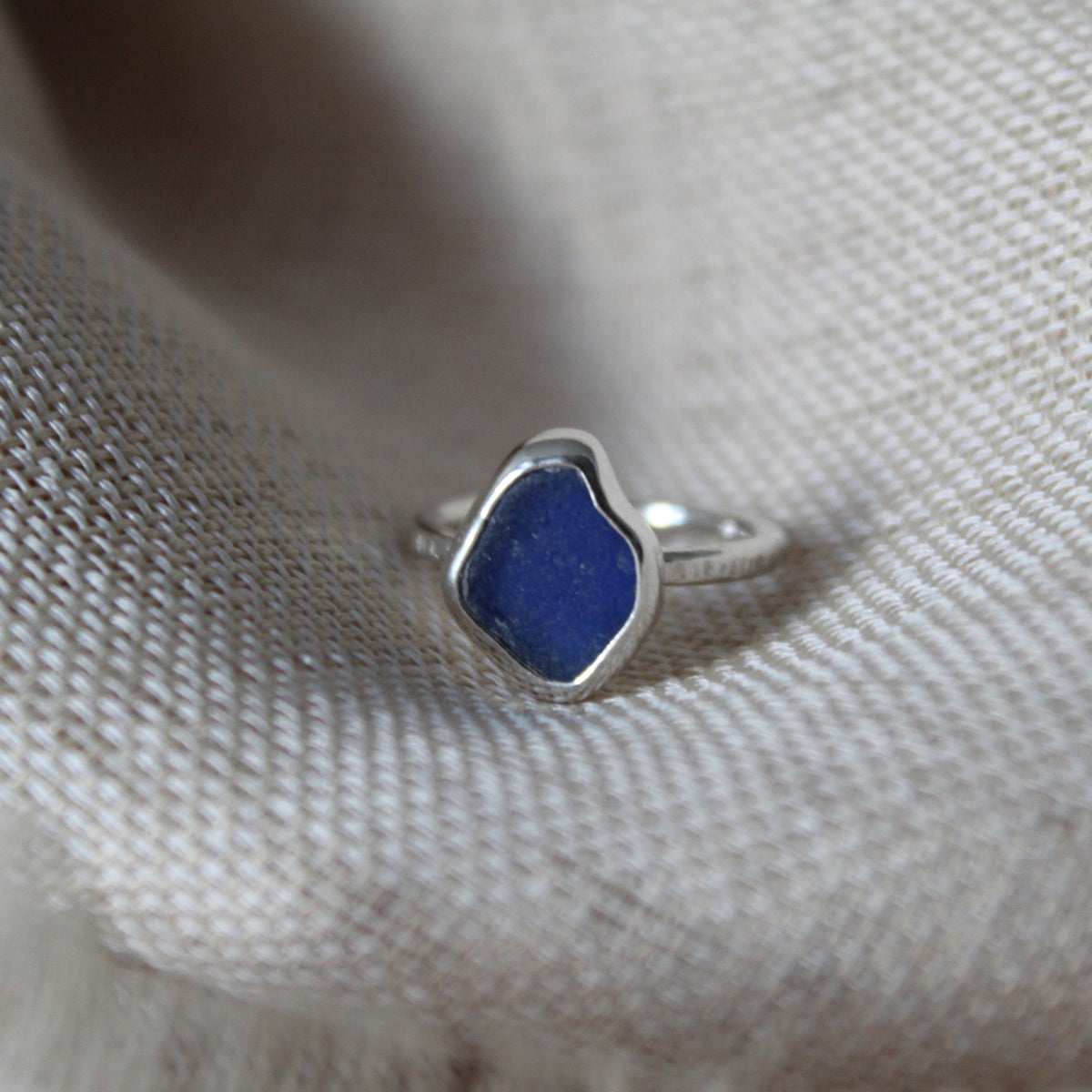 Minimalistic Cobalt Blue Icelandic Cane hotsell Rod Seaglass Sea Glass Stackable Sterling Silver Ring Size 6