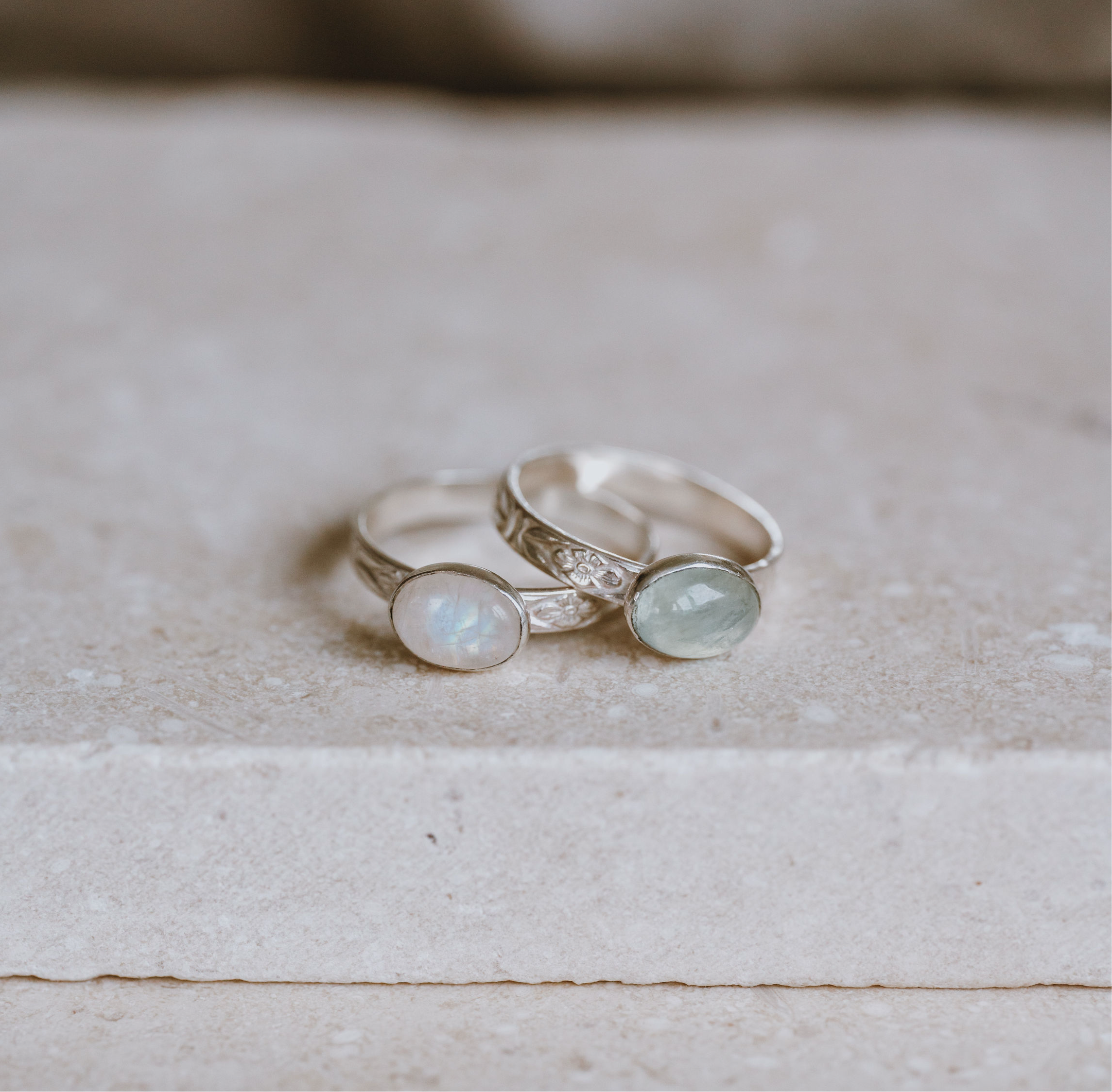 Bohème Silver Gemstone Stacking Ring