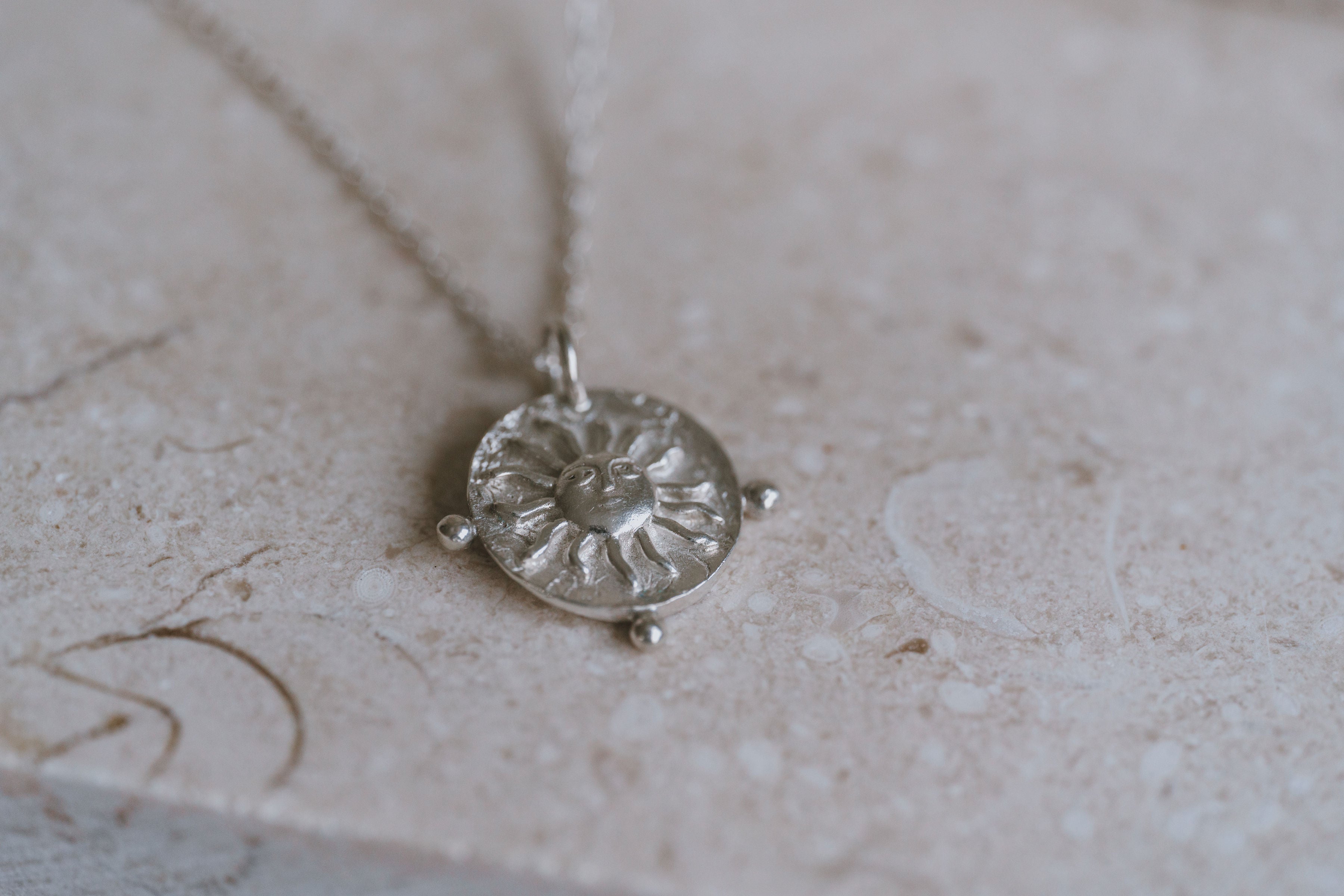 'Helia Goddess" Full Sun Silver Necklace