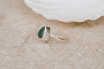 Deep Turquoise Adjustable Seaglass Ring