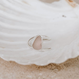 Small Blush Pink Adjustable Seaglass Ring