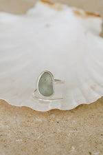 Large Sage Green Adjustable Seaglass Ring