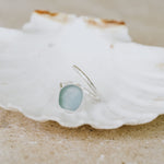 Large Baby Blue Adjustable Seaglass Ring