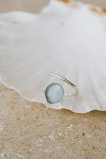 Large Baby Blue Adjustable Seaglass Ring