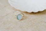 Large Baby Blue Adjustable Seaglass Ring