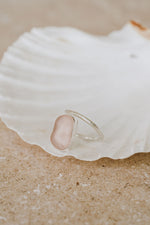 Large Blush Pink Adjustable Seaglass Ring