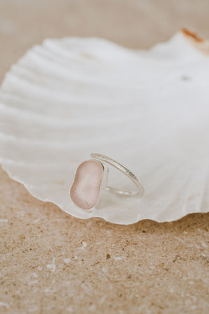 Large Blush Pink Adjustable Seaglass Ring