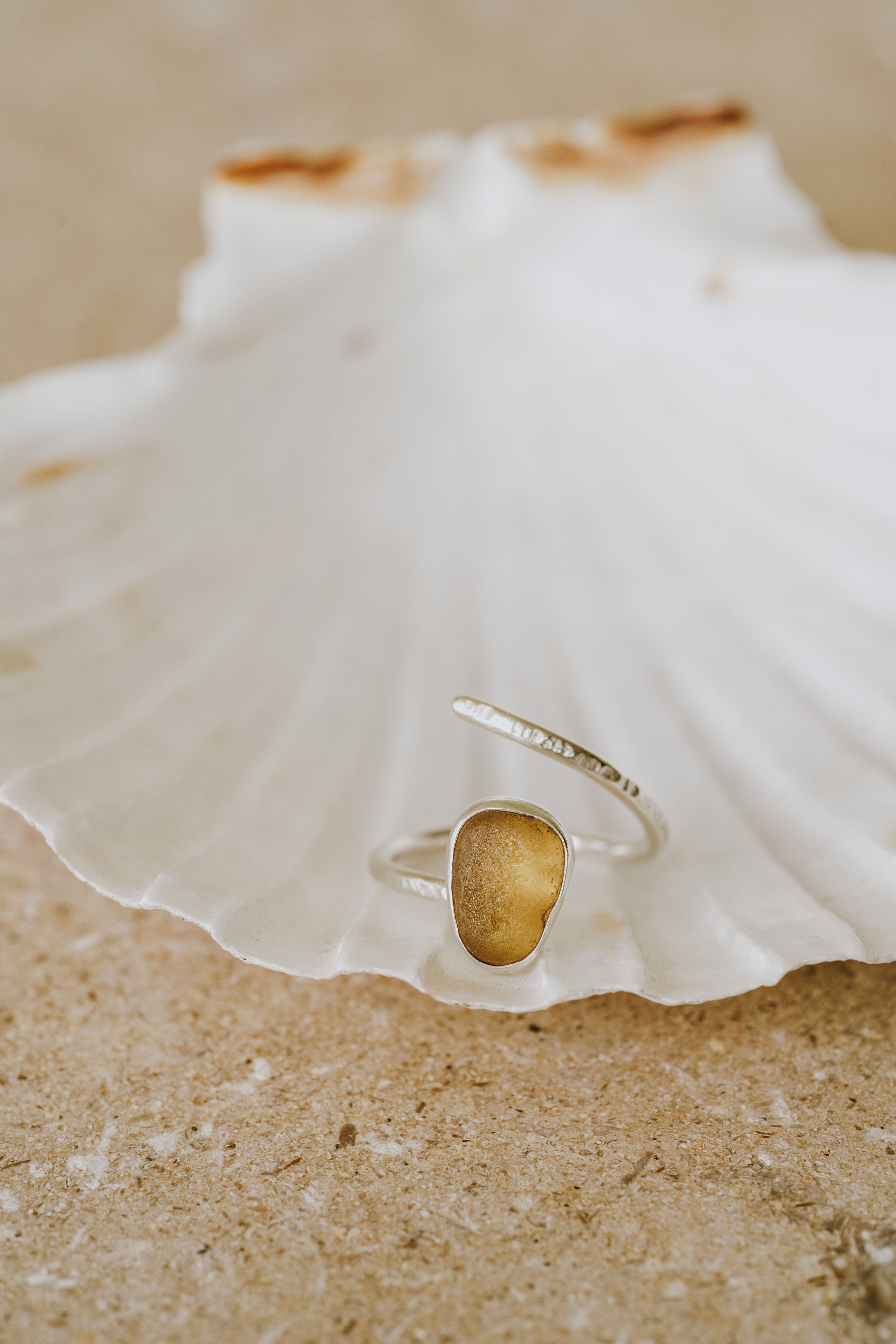 Buttercup Yellow Adjustable Seaglass Ring