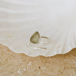 Small Sage Green Adjustable Seaglass Ring