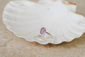 Pastel Purple Adjustable Seaglass Ring