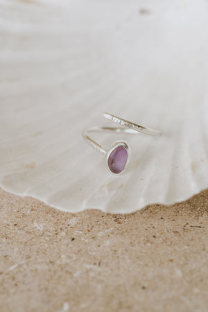 Pastel Purple Adjustable Seaglass Ring