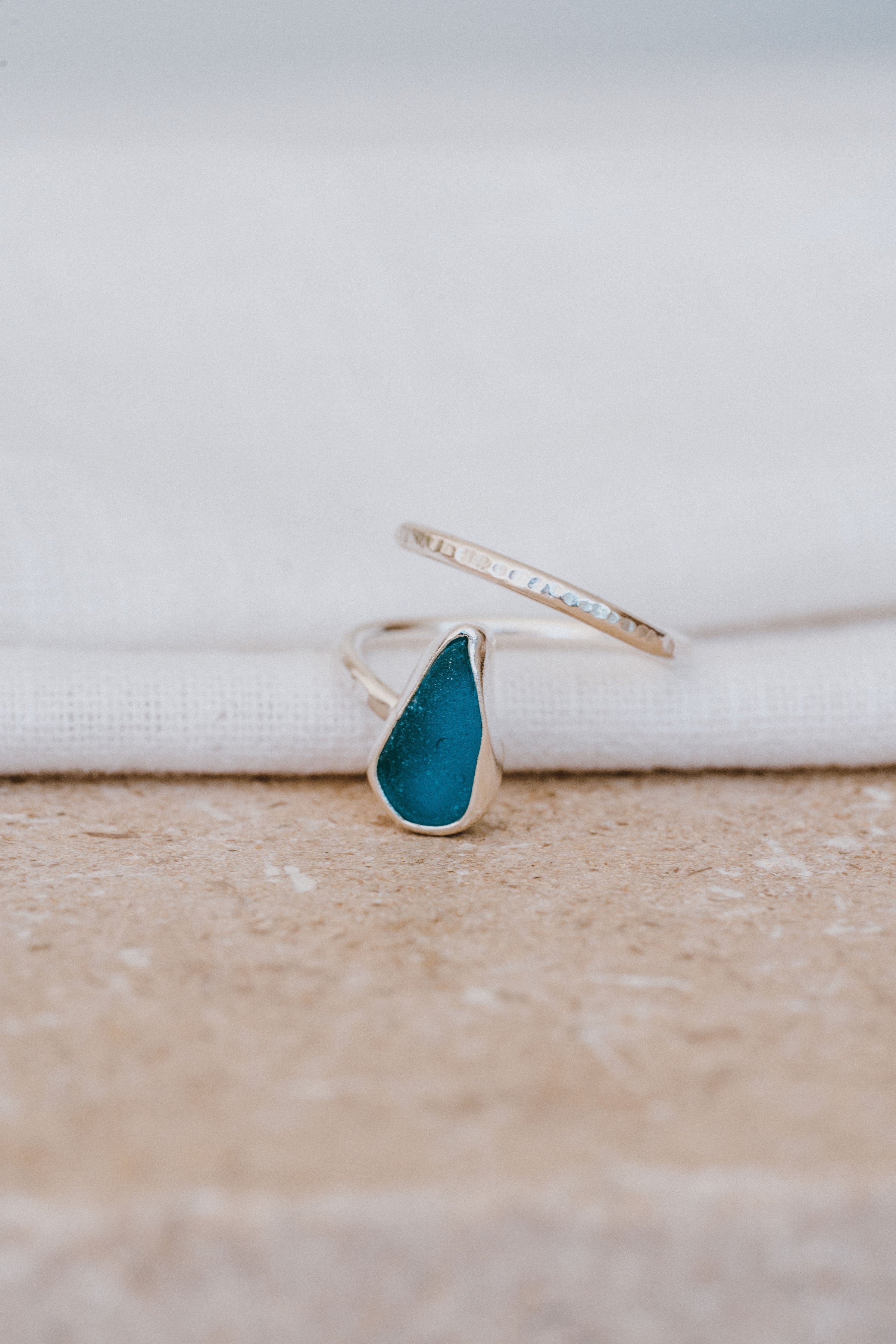 Bubblegum Blue Adjustable Seaglass Ring