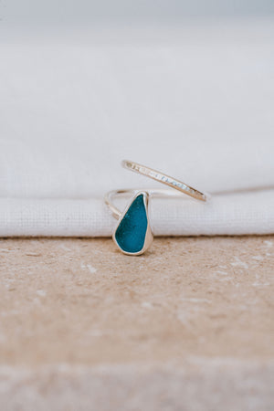 Bubblegum Blue Adjustable Seaglass Ring