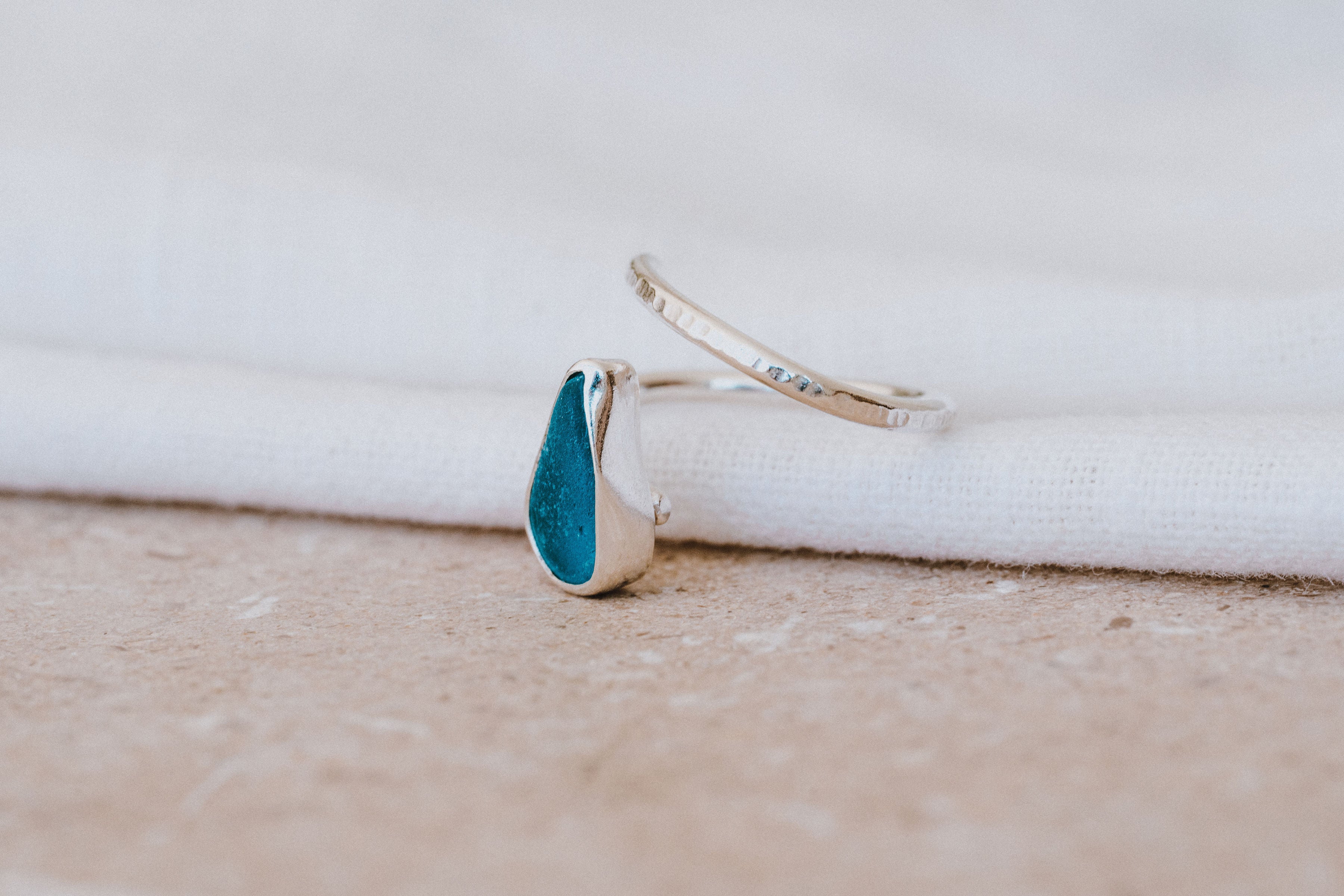 Bubblegum Blue Adjustable Seaglass Ring