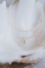 Tiny Shell Pendant - Neutral Beaded Necklet