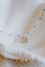 Mindfulness Pendant - Turquoise and White Beaded Necklet