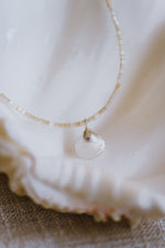 Devon Cockle Shell Pendant - Neutral Beaded Necklet