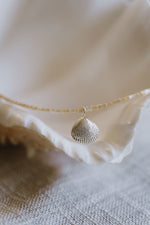 Devon Cockle Shell Pendant - Neutral Beaded Necklet