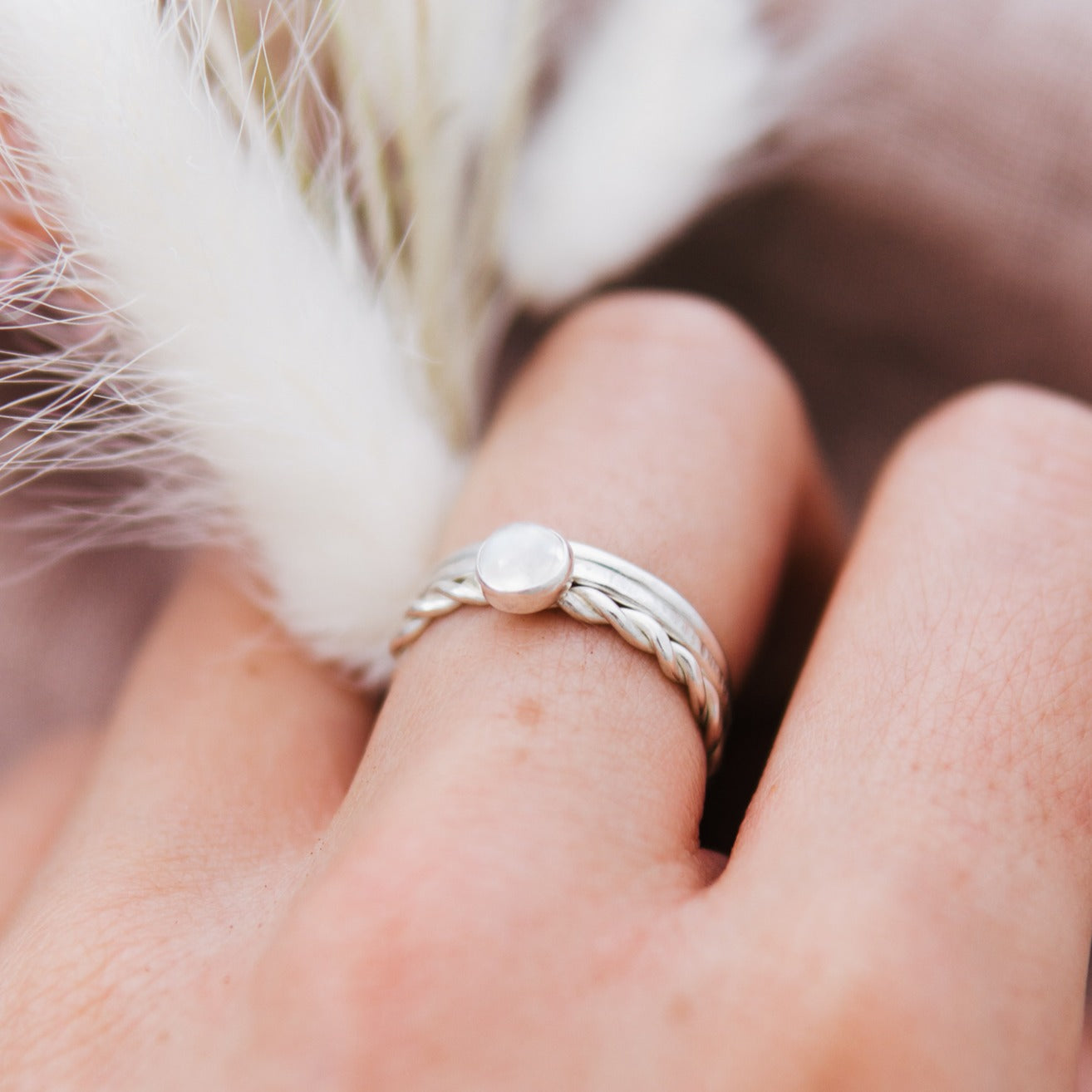 Moonstone Forever Entwined Silver Ring