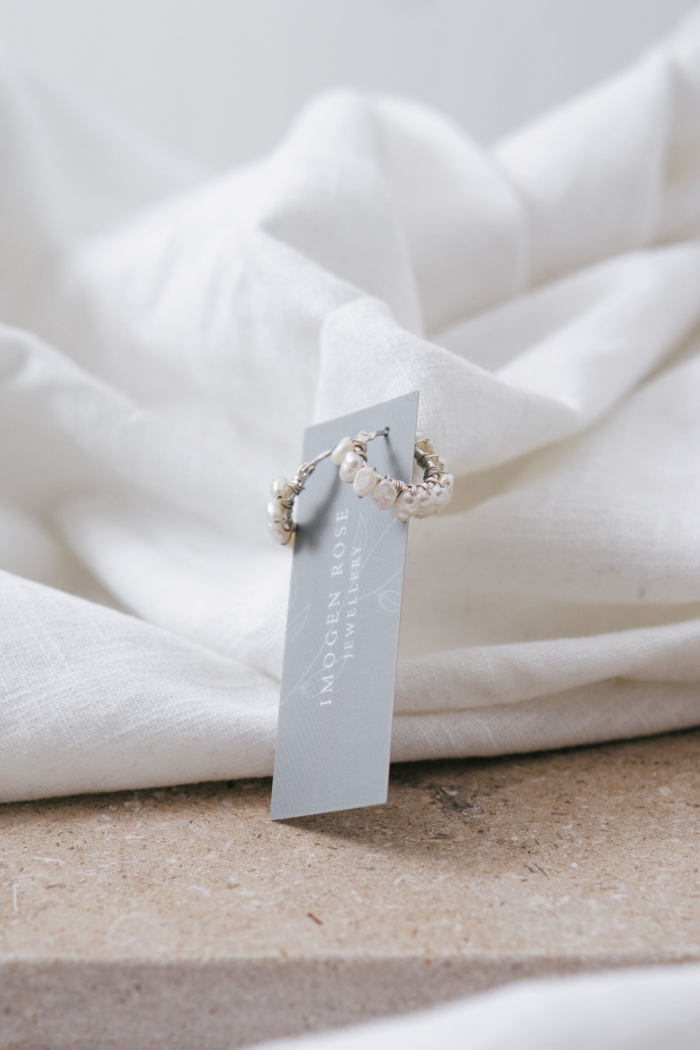 'Petites Perles' Silver Hoop Earrings