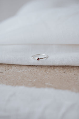 Petite Birthstone Recycled Silver Ring