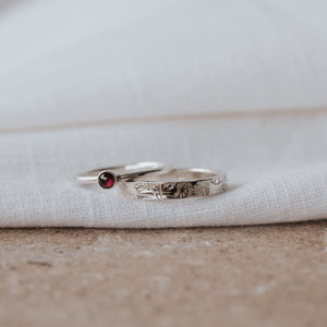 Birthstone and 'Flower Meadow' Stacking Ring Set