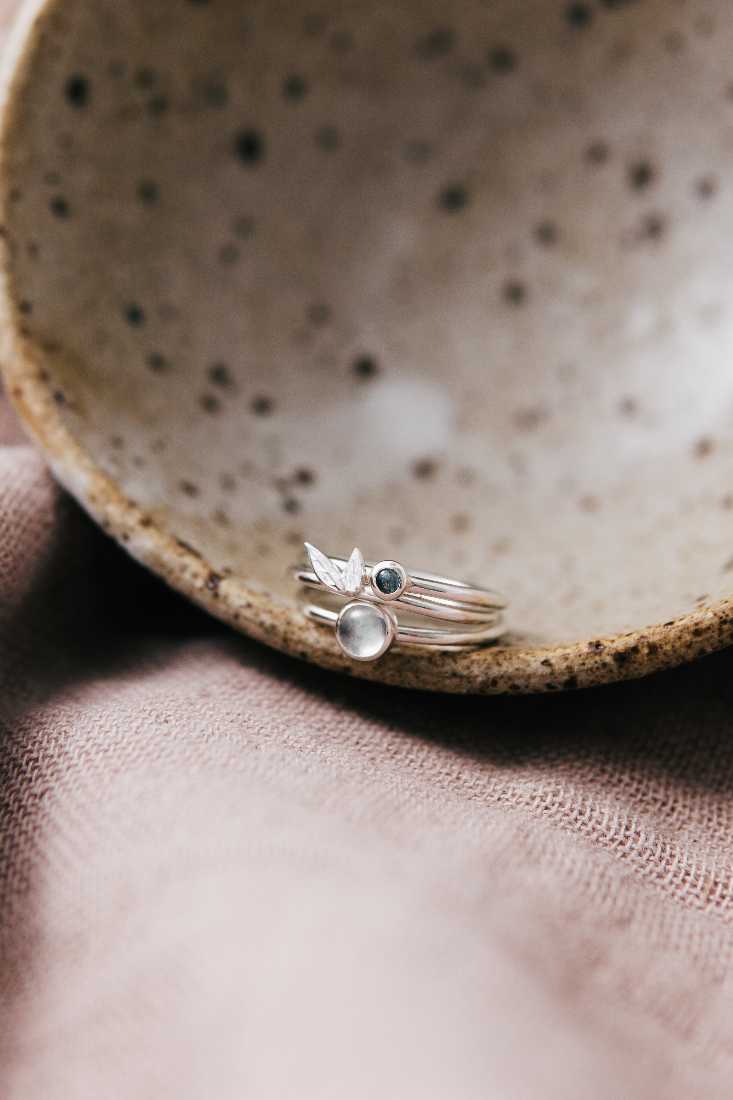 Blue 'Bouquet' Stacking Ring Set