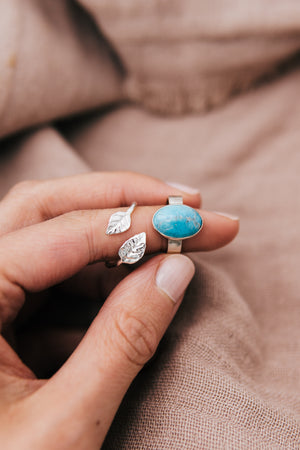 'Lagoon' Turquoise Hammered Ring