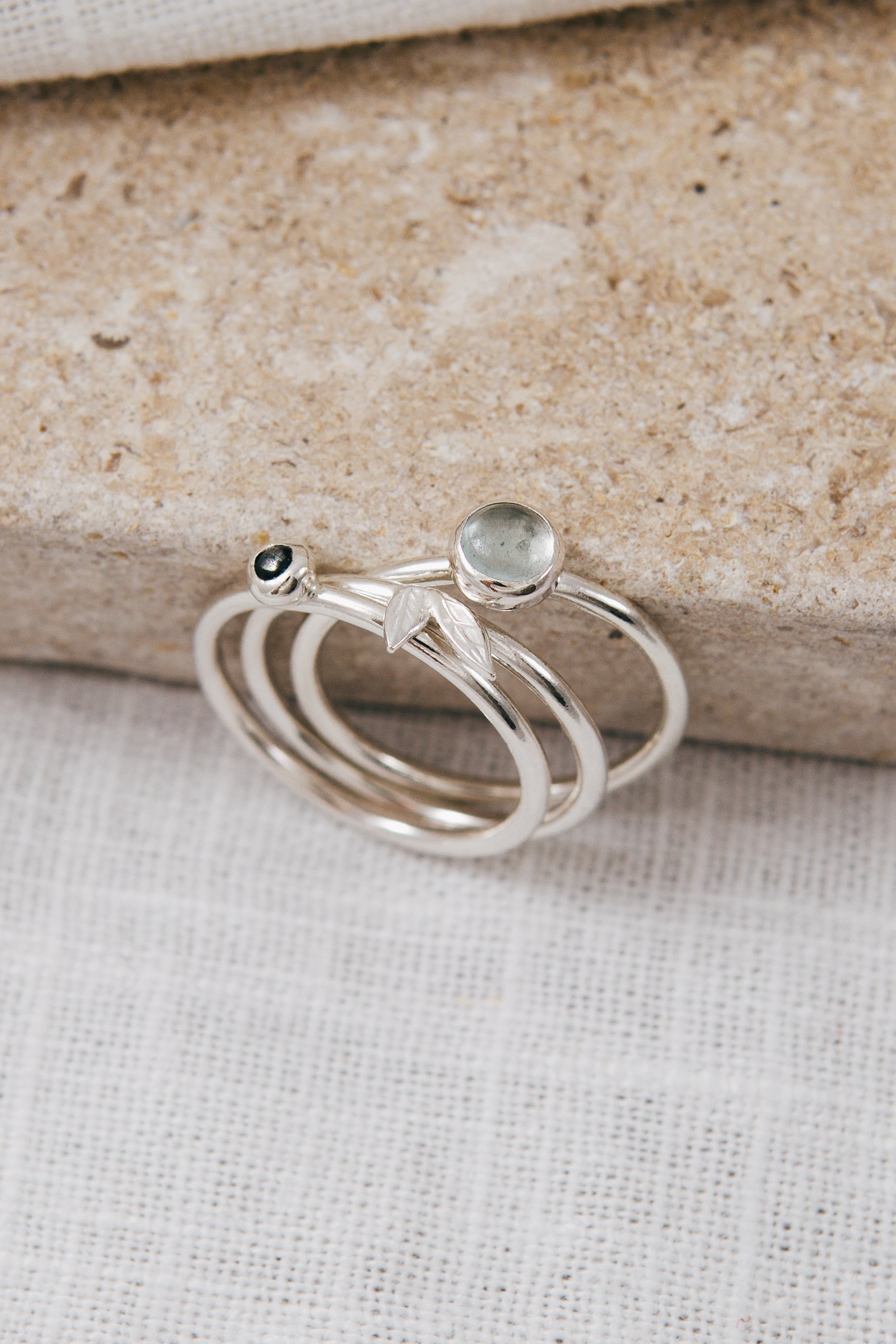 Blue 'Bouquet' Stacking Ring Set