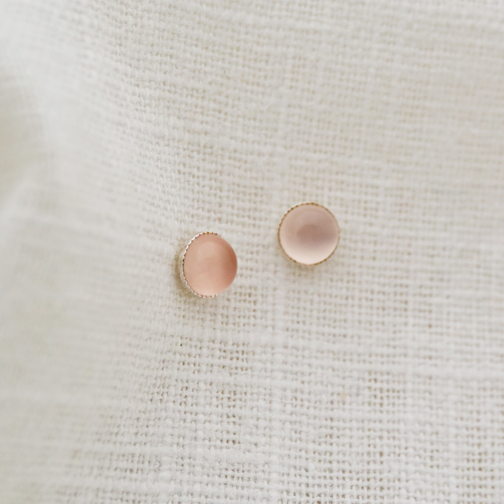 Pink Chalcedony Stud Earrings