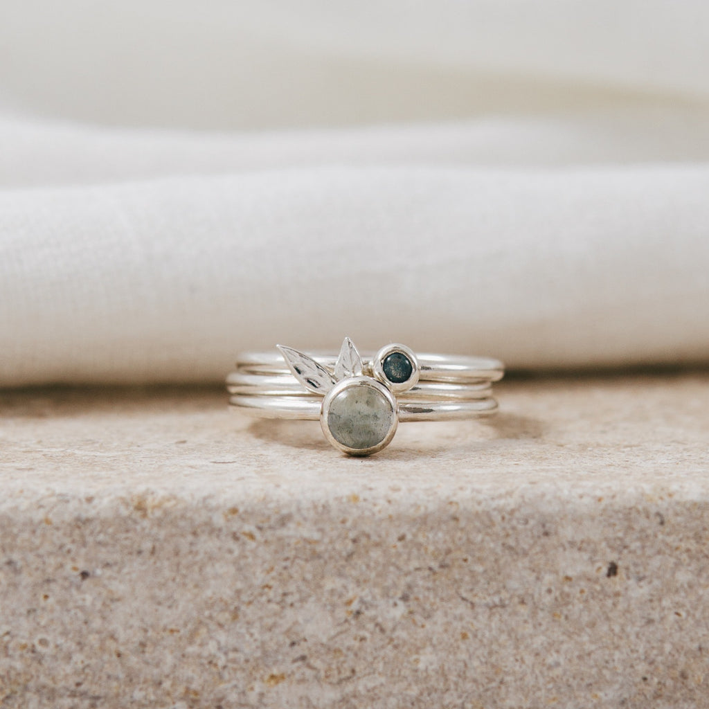Blue 'Bouquet' Stacking Ring Set