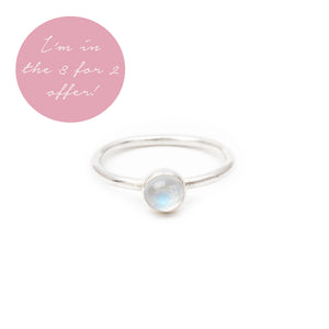 Natural Rainbow Moonstone Stacking Ring